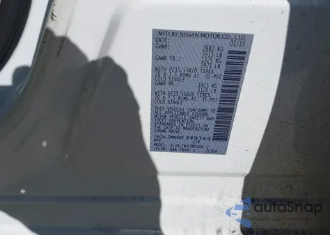 2013 Infiniti Jx35 z USA, uszkodzony, nr VIN 5N1AL0MN8DC349344